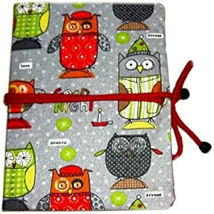 Bunte Eulen Buchhülle + Notzbuch - Farbwahl