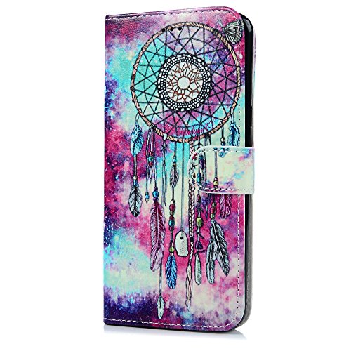 Badalink Case für Samsung galaxy S8+?S8 plus?PU Leder (TPU innere Schicht) Tasche Flipcase Gemalt Bunte Muster Rosa und Blau Marmor Design Schutzhülle mit Kreditkarteninhaber Kippständer Magnet-Schloss Handyhülle +Mehrfunktional - 8