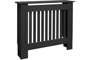 ECD Germany Copritermosifone MDF 78x19x82 cm Rivestimento del Radiatore Verniciato Nero Copertura del Radiatore Stile Casa di Campagna