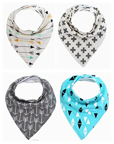 Preisvergleich Produktbild Kimming Toddler Infant Baby Lätzchen 100% Baumwolle saugstark Bandana-Lätzchen mit verstellbarem Druckknöpfen Speichel Handtuch Spucktuch Baby Geschenk-Set (4 Stück)