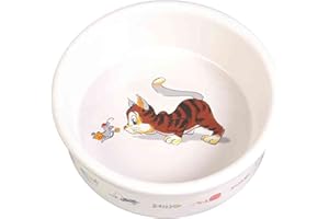 Trixie Ceramic Cat Bowl with Motif, 0.2 Litre, White
