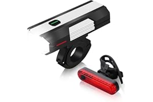 WARSUN EOS880 - Juego de luces de bicicleta de aleación de aluminio con batería de litio 18650, 2000 mAh, 800 lúmenes, IPX5 impermeable, interruptor de un botón para cinco modos de luz, recargable por