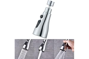 Kitchen Tap Spray Head, LASIEYO 360° Swivel Spout FM22 M24 Kitchen Sink Tap Spray Attachment Head 3 Modes, Replacement Tap Bubbler Head Aerator with Adapter Filter Accessories,G1/2