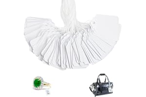 NAROSEBE 600 Stk Preisetiketten Hängeetiketten Weiß Markierungsetiketten 45 * 28 mm Flohmarkt Preisschilder Papieretiketten Anhänger Etiketten mit Schnur für Flohmarkt Schmuck Geschenk