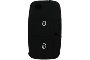 BROVACS Silicone Cover Protector Case Holder Skin Jacket Compatible with VOLKSWAGEN Passat Golf Bora Touran Polo 2 Button Flip Remote Key Fob CV9805 Black