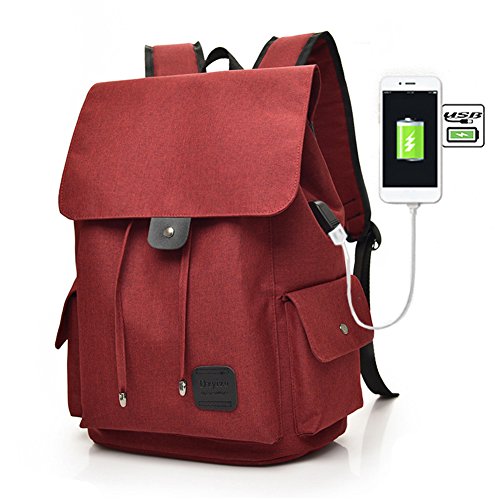 Fastar Laptop Rucksack mit USB-Ladeanschluss  leicht Robustes Segeltuch Rucksack Reisetasche Wandern Rucksack College Daypack f  r Handys MP3  Noteboo