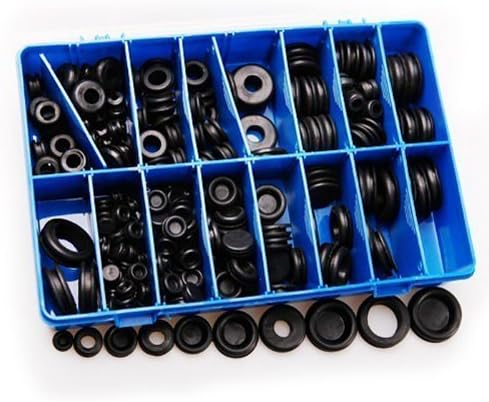 Atoplee Assortment of 250pcs 3.5, 6, 8,12, 15,19, 22, 25mm Rubber Blanking Wire Grommets by Toolmall