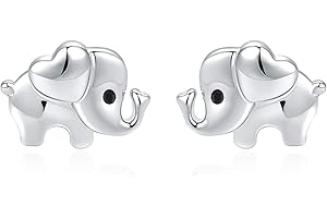 TANGPOET Elephant Earrings 925 Sterling Silver Small Elephants Stud Earrings, Cute Animal Earring, Birthday Jewellery Gifts for Girls Kids Children