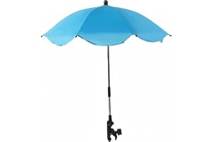 Aetherize stolparaply med klämma, 360° justerbart paraply med klämma för stol med UPF 50+ solskydd för utomhusbruk, barnvagn, camping, fiske (65 cm, svart) med klämma