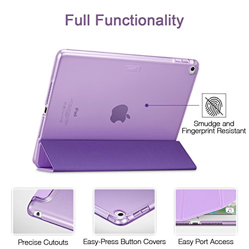 iPad Air 2 Hülle, ESR® Yippee Bildserie Auto aufwachen / Schlaf Funktion Wickelfalz Ledertasche mit Lichtdurchlässig Rückseite Abdeckung Schutzhülle für iPad Air 2 / iPad 6 (Lila) - 6