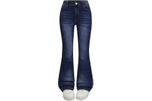 BFYSFBAIG Flare Jean for Girls Teens High Stretch Skinny Mid-Rise Denim Trousers Pull On Wide Leg Bootcut Pants with Pockets for Casual Everyday Wear 6-14 Years