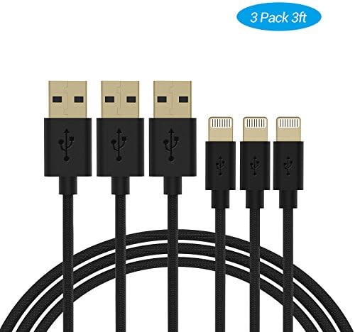 Lightning Cable (MFi Certified), iPhone Charger Cable, 3ft/0.9m Lightning to USB Cable for iPhone 7 Plus 6S Plus 6 Plus SE 5S 5 5C iPad Pro Air 2 iPad Mini 4 2 iPod Touch 5 Nano 7 (3ft-3Pack)