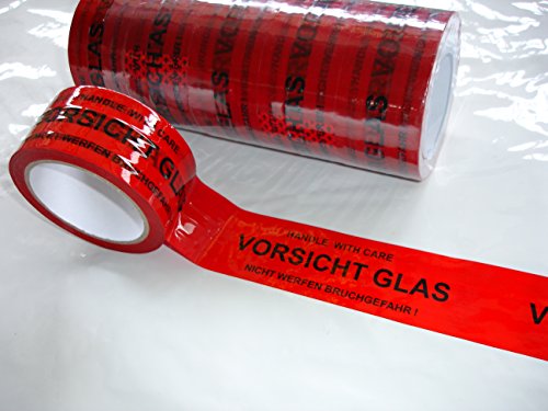 Preisvergleich Produktbild 6x Packband Paketband Klebeband VORSICHT GLAS! je Rolle 50mmx66m