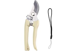 LEXETER Garden Secateurs, Secateurs & Pruning Scissors with Safety Locking Device, Bypass Pruners for Gardening Plants Flowers Fruits Branches, Ivory White