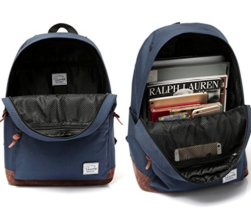 Vaschy Klassischen Leichten Rucksack f  r Jungen Wasserabweisend Schulrucksack Reise Rucksack Passt 14-Zoll-Laptop Blau