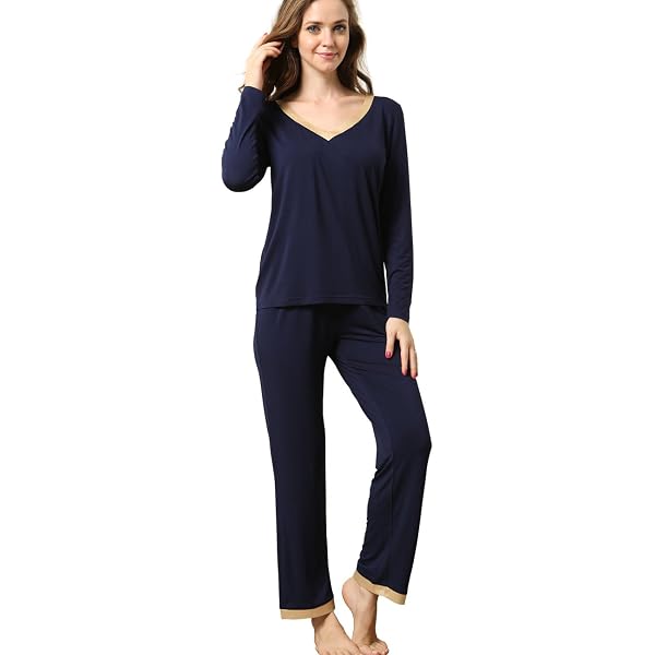 NACHILA Women's Bamboo Pajama Set - Super Soft Long Sleeve Sleepwear With Pockets, Super Comfy PJs For Women, S-XL, B-Camel Color - View #3