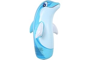 Audasi Giocattolo gonfiabile da boxe per sacco per bambini,disegno di animali dei cartoni animati, giocattolo da boxe indipendente per bambini, utilizzato per boxe rilassante indoor e outdoor(delfino)