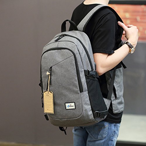 Laptop Rucksack mit USB Ladeanschluss   Fresion Oxford College Schulrucksack Jungen M  dchen Teenager Gro   Schultasche f  r 15 zoll Notebook Lenovo  