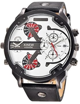 Rcool 2017 Luxus Edelstahl Uhr Leder Datum Analog Quarz Herren Armbanduhren Schwarz für Männer