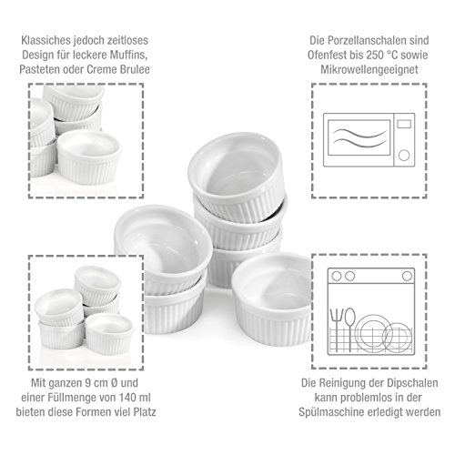 Bluespoon Pastetenformen 12er Set Ø 9 cm Porzellan Muffin Cupcake Back Förmchen Pasteten Form 140 ml - 2
