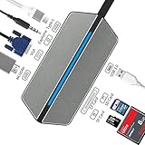 USB C Hub, 8 in 1 USB-C Hub with HDMI Port 1080P + USB 3.0 + USB Type C 3.0, SD &amp; MicroSD Card Reader, High-Speed Data Syncing and Charging Multiports Portable for MacBook Pro 2015/2016/2017 Google Chromebook and More Type-C Devices (black)