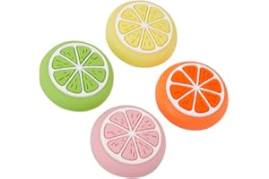 GORGECRAFT 4 Couleurs Silicone Joycon Thumb Grip Caps Mignon Kawaii Doux Rond Citron Thumbstick Joystick Rocker Button Cover Remplacement Compatible avec Switch 1.7x1.7 cm