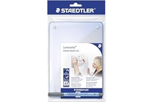 Staedtler Lumocolor Memo Board, Support souple auto-adhésif et repositionnable pour pense-bête, Avec feutre non-permanent noir effaçable à sec et porte-feutre, 641 MB