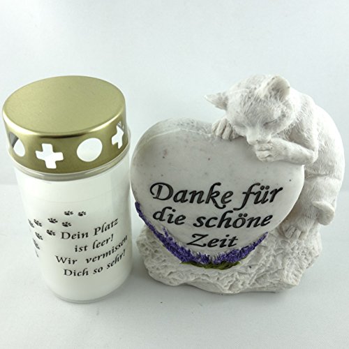 Katzengrab Set Gedenkstein mit Trauerlicht. 2er Set - 3