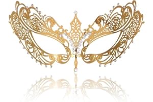 JCSTEU Masquerade Mask Venetian Masks, Metal Masquerade Mask for Women Party Masks Ladies Masquerade Ball…