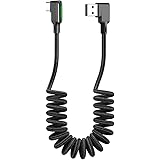 Mcdodo Spiralkabel LED 90 Grad Coiled Elastic USB C Kabel Typ C Ladekabel QC 4.0 Rechter Winkel Auto-Ladekabel Einziehbares L