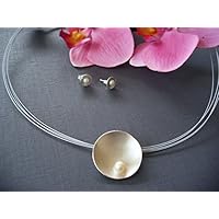 Elegante Silberschale mit Perle & Ohrstecker 925/00 Silber