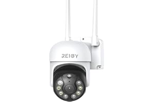 REIGY 3MP PT Telecamera IP Wi-Fi Audio Bidirezionable, Videocamera Sorveglianza da Esterno Impermeabile Super Night Vision Allarme APP Compatibile con iOS/Android