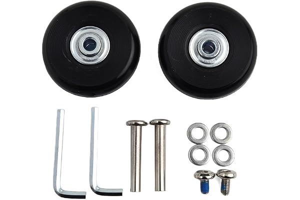 Reservoarhjul för resväska, set bagagehjul med skruvar, svarta hjul, för reparation av resväska, reservdelar (70 mm x 18 mm)