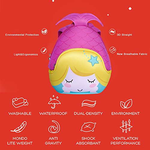 BINGONE Kids Backpack 3D Mermaid Princess Children School Travel Bags Waterproof
