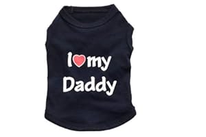 Ducomi Pets Love T-Shirt für Hunde und Katzen aus Baumwolle – Sommer-T-Shirt für Kleine und Mittelgroße Hunde und Welpen – T-Shirt Chihuahua, Pudel und Rassen Toy (S, Daddy Navy)