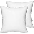 Heart Home Square Microfiber Filled Cushion Filler|Soft & Fluffy Pillow|Washable & Odorless|Dust Mite Resistant |Ideal Size 12 X 12 Inch|Pack of 2 (White)