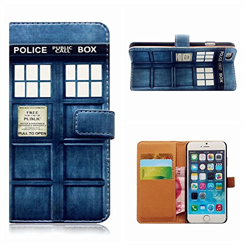 MUTOUREN iPhone SE 5 5S Drucken 2 in 1 Brieftasche Bumper Slim-Schutzhülle Tasche mit Karten- / Geldscheinfach PU Leder Handyhülle Schutzhülle Magnetverschluss Kunstleder Flip Case Tasche Hülle Schutz Etui Schale + Eingabestift – Blau Tür - 2