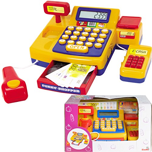 Preisvergleich Produktbild Supermarktkasse mit Rechner, Scanner, Kartenlesegerät, Spielgeld uvm.: Kaufladen Kasse Zubehör Kinderkasse Spielkasse Spielzeugkasse Registrierkasse