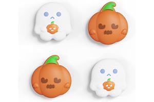 PlayVital Copri Analogici per Nintendo Switch/OLED,Cover Levette Analogiche per Joycon,Gommini Thumb Grip Accessori Silicone per Nintendo Switch Lite(2 Paia)-Fantasma Spettrale con Zucca