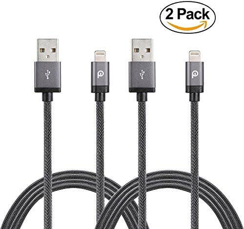 [2-Pack] POWERILLEX PET-Nylon Braided USB Lightning Cable 6.6FT/2m for iPhone, iPhone Plus, iPad, iPod