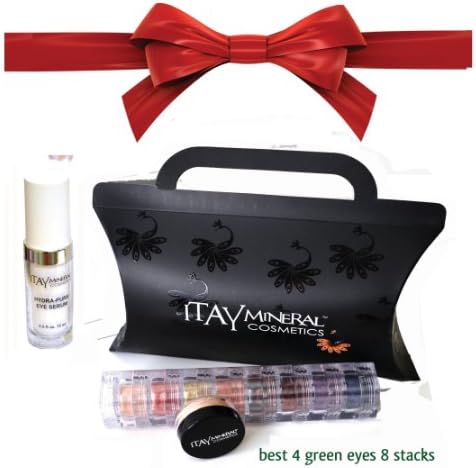 ITAY Beauty Mineral 8xStacks "Best for Green Eyes" + ITAY Hydra-Pure Eye Serum + Free Sample Size Foundation MF-8 Marrocchino (Dark) + Gift Box