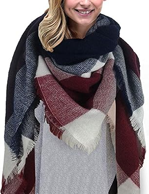 UMIPUBO Femme Longue Écharpe Châle XXL Écharpe Chale Femme Cachemire Chaud Automne Hiver Grand Plaid Tissu Glands Foulard (Marine)