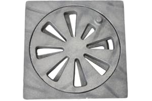 FIREFIX 1502/6 Rüttelrost aus Guss, rund ø 190 mm, inklusive rechteckige Auflage, 25 mm Materialstärke, 210 x 210 mm (Breite x Tiefe), Schwarz