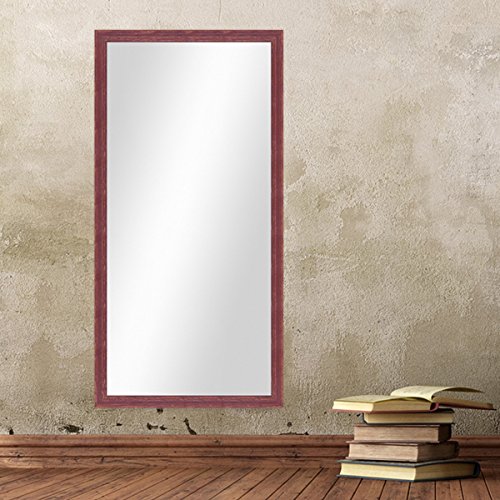 Wand-Spiegel 56×106 cm im Holzrahmen Rot-Braun Shabby-Chic Vintage / Spiegelfläche 50×100 cm - 2