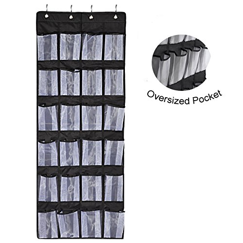 hairizone über der Tür Schuh Organizer 24 großen Netztaschen 600D Oxford Stoff mit 4 wendbar Metall Hänger Befestigungshaken, Mehrzweck-, langlebig und waschbar verstauen (156,2 x 48 cm)