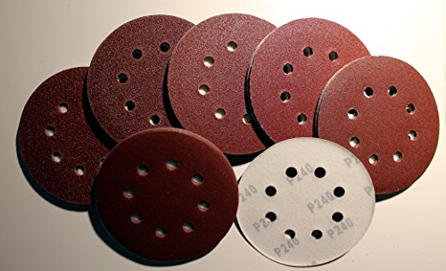 180 Blatt Klett Exzenter Schleifpapier Ø125 mm + 1 Blatt Gratis 8-Loch Körnung gemischt je 30 Blatt K40/K60/K80/K120/K180/K240