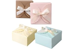 DEER PLATZ 20 Pièces Boîtes Cadeau en Papier Kraft, Boite Cadeau Vide Carrée, Petites Boîtes Cadeau avec Ruban, Coffret Cadeau de Bonbons de Mariage, pour Anniversaire, Fête, Noël, Saint Valentin,4 Couleurs