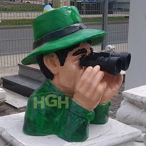Jäger Förster Figur Waldmann + Fernglas Büste Garten Balkon Dekoration Spanner Kunstharz - 2