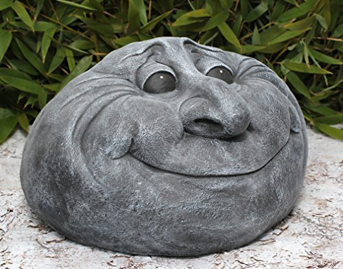 Steinkopf Steingesicht in Schiefergrau, frostsichere Deko-Figur für den Garten - 2