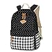 Produktbild Backaga Schulranzen für Jugendliche Mädchen Plaid Leinwand Rucksäcke Polka Dot Casual Rucksäcke Wie Foto